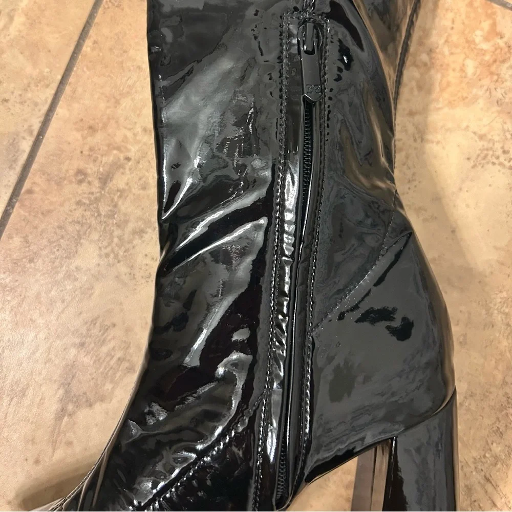 Sam Edelman | Cosette Black Patent Leather Over-The-Knee Block Heel Boots 9.5